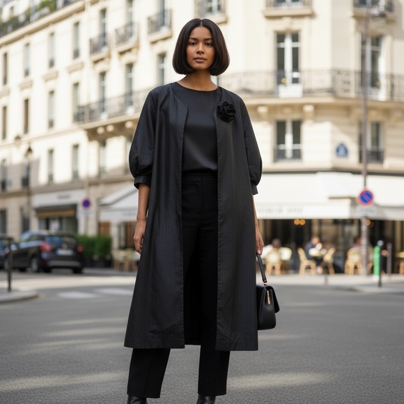 NICOLE FARHI Black Trench Coat - Picture 9 of 10